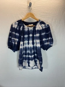 Maglione Ulla Johnson Rocha blu tie dye felpa sbuffo manica corta taglia M - Foto 1 di 12