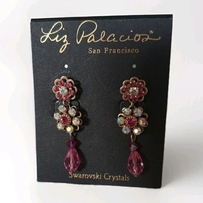 Aretes colgantes de cristal de Swarovski rosa Liz Palacios Foto 1 de 3