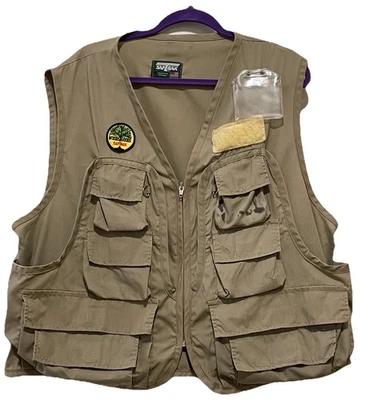 VINTAGE SAF T BAK MENS X-LARGE ZIP UP FLY FISHING VEST ~ USA - Image 1 of 4