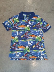 Ralph Lauren Polo Shirt Boy's Bermuda 67 Polo Cars Sailboats Island size 10/12 - Picture 1 of 4