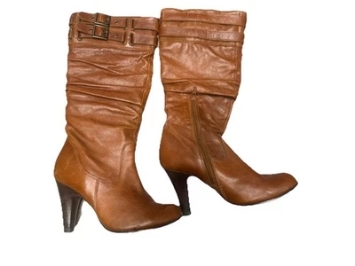 Botas Aldo Marrón Sólido Tacón Bloque Talla 6M Cremallera Punta Cerrada Foto 1 de 4