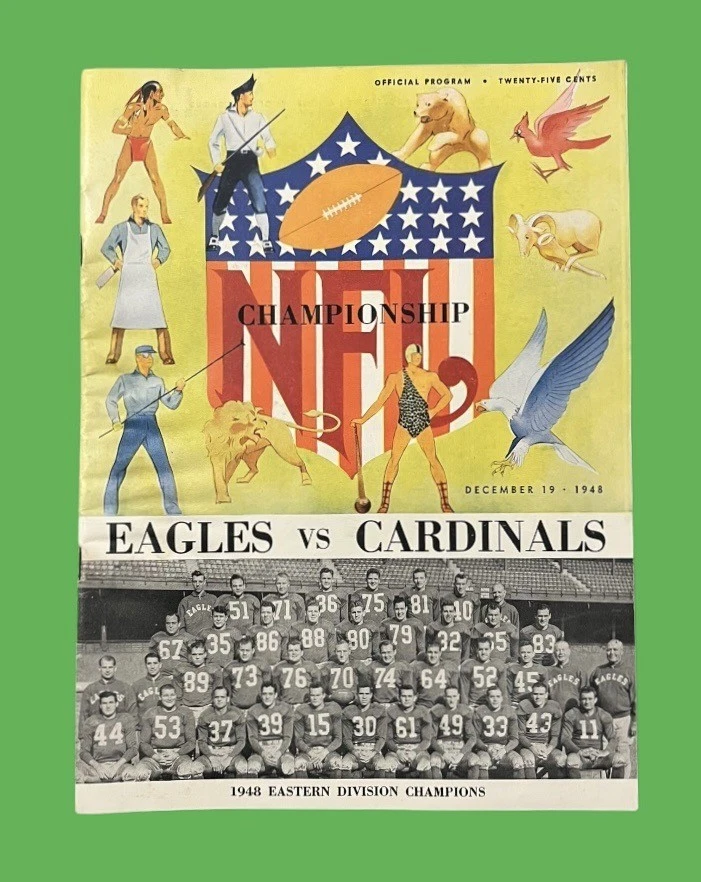 Vintage 1948 NFL Championship Game Philadelphia Eagles vs Cardinals Program Old - Image 1 of 4