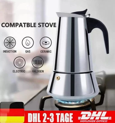 Edelstahl Espressokocher Espresso Maker Espressokanne Kaffeekanne 6-12 Tassen DE - Bild 1 von 4