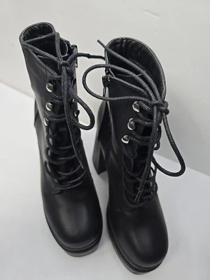 Wild Diva Lounge Boots Womans 9 Black Platform Ankle Boot High Heel Dress Bootie - Image 1 of 4