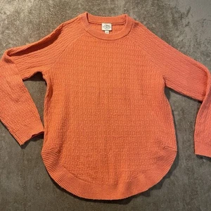 St Johns Bay Shirt Women's Sz M Sweater Orange Knit Basic Long Sleeve Comfy - Picture 1 of 4