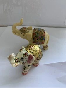 Two Elephants One Resin And One Marble - Picture 1 of 3