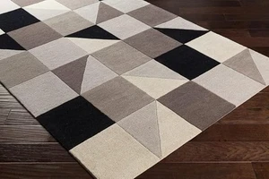 Handmade Tuffted Pure Woollen Thick Geometrical Carpet for Living Room - Picture 1 of 3