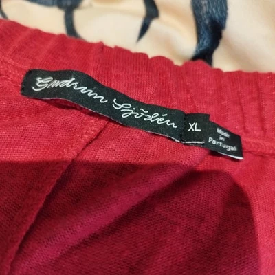 Gudrun Sjoden Skirt 100% Linen Midi A-Line Tiered Boho Flowy Lightweight Red XL - Image 1 of 4