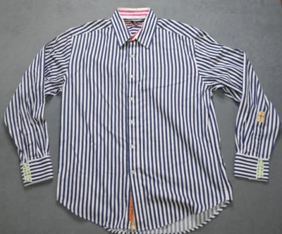 Robert Graham X Shirt Mens Large Blue White Striped Button Up Work Flip Cuff - Image 1 of 4