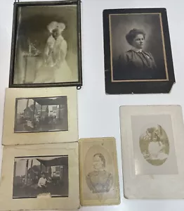 Lote Vintage Papel Efímero Gabinete CDV Metal Marco Vidrio Placa Negativo - Imagen 1 de 8