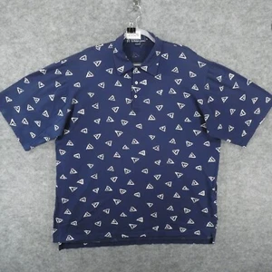 Polo Ralph Lauren Shirt Mens Extra Large Polo Short Sleeve Navy w Geo Print - Picture 1 of 13