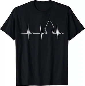 Arrowhead Hunting Heartbeat EKG Pulse Hunter Flint Knapping Gift Unisex T-Shirt - Picture 1 of 14