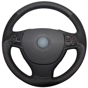 For BMW F10 523Li 525Li 2009 DIY Hand Sewing Steering Wheel Cover Black Leather - Picture 1 of 10
