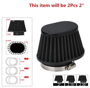 Air Filter 2in Black For Motorcycle ATV Scooter Air Intake High Flow Cone Filter - Picture 1 of 8