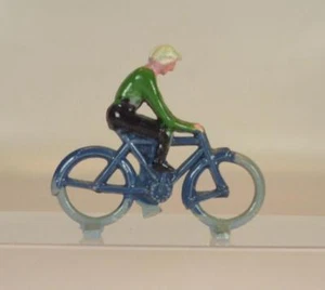 Lego bicicleta antigua 1/87 con conductor forma antigua 1ª versión azul verde años 50/60 #569 - Imagen 1 de 1