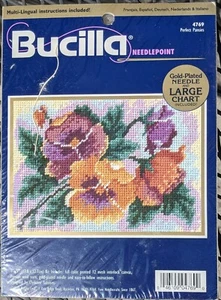 Bucilla Needlepoint kit #4769 Pocket Pansies 7"x5" Designer Christine Sabatini - Picture 1 of 7