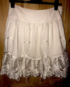 Ivory cream Victoriana lace A-line knee length mini skirt Warehouse 10 BNWT Y2K - Picture 1 of 10