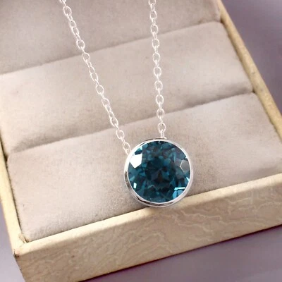 AAA Naturale Blu Verde Tormalina 925 Pendente Argento Anniversario Fidanzamento - Immagine 1 di 4