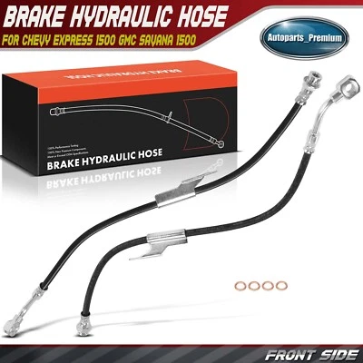 Front LH & RH Brake Hydraulic Hose for Chevy Express 1500 GMC Savana 1500 96-02 - Image 1 of 4