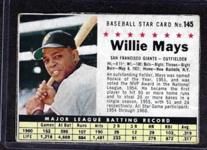 1961 Post Cereal (Box) #145 Willie Mays, San Francisco, HOF, VG! - Picture 1 of 2