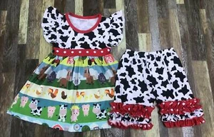 Farm Animals Cow Print Girl Outfit - Picture 1 of 1
