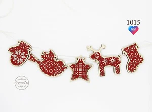 DIY cross stitch kit on wood "Garland" - Picture 1 of 8