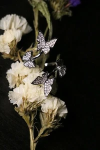 Butterflies diamond adjustable women ring cute fashion party Jewery  - Picture 1 of 2