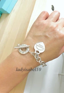 Return To Tiffany & Co 7.5" Toggle Heart Bracelet Sterling Silver w Pouch - Auth - Picture 1 of 8