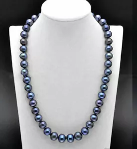 16-28 Inch Natural 8-9mm South Sea Tahitian Peacock Black Pearl Necklace 14K - Picture 1 of 10