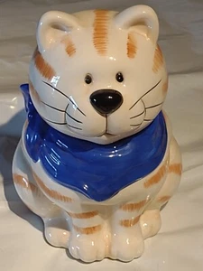 Vtg Cookie Jar Colorful Ceramic Cat Big Lead LTD - Picture 1 of 6