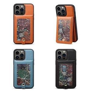 Leaf PU Leather Card Slot Phone Case for iPhone 13 12 11 15 14 Pro Max XR - Picture 1 of 14