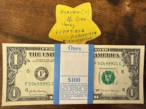 ONE STACK of 2017 ONE DOLLAR $1 UNC with 11 ST✯R BILLs & TRIPLE 999'S BEP PACK - Picture 1 of 14