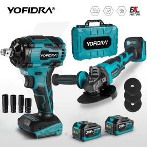 18V Akku Geräte Kombo Kit Schlagschrauber Winkelschleifer mit 2 Akkus Für Makita - Bild 1 von 22