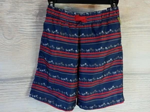 New! XS Boys Swim Shorts Bathing Suit Youth X-SMALL BLUE Red Palm Trees USA - Picture 1 of 7