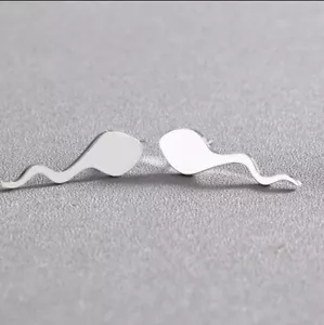 Women's Fashion Jewelry Silver Studs Earrings Sperm Shaped 41-8 - Picture 1 of 2