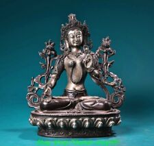 8.6''Old Tibet Bronze White Tara Mahayana Enlightenment Goddess Buddha Statue