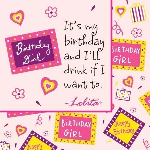 20 servilletas de cóctel Lolita "niña de cumpleaños" rosa púrpura beberé si quiero Foto 1 de 1