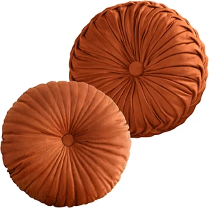 2 Pcs round Throw Pillows Pleated Velvet Pumpkin round Pillows Floor Cushion for - Picture 1 of 12