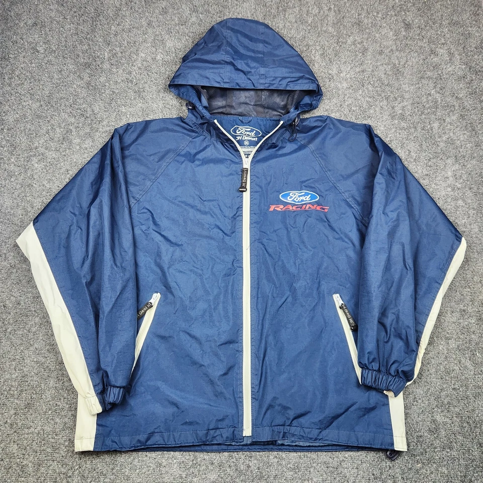 Chaqueta Ford Racing Para Hombre 2XL JH Diseño Azul Cortavientos Cremallera Completa Sudadera con Capucha Foto 1 de 4