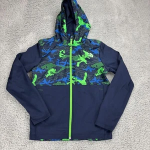 The North Face Boys Navy Blue Camouflage Full Zip Jacket Fleece Hooded Size M - Picture 1 of 9