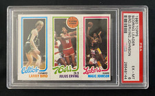 1980 Topps Larry Bird Magic Johnson, Julius Erving Rookie Card PSA 6 EX-MT. HOT!