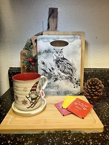 Christmas Decor Bamboo Cutting Board (Owl) - Picture 1 of 2