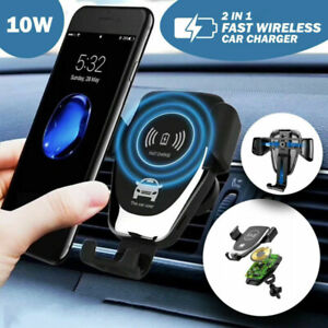 10W Wireless Fast Charger Car Mount Holder Stand For iPhone 13 14 12 Samsung S10