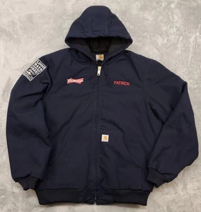Carhartt Jacket Mens Large Tall Budweiser Workwear Hooded Quilt Lined USA Union - Picture 1 of 17