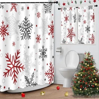 Christmas Snowflakes Shower Curtain with Matching Window Curtains Set, Pristi... - Image 1 of 4