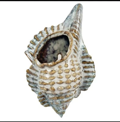 Sea Shell Conch Flower Vase Porcelain Craft Home Wall Decor Art Ornament - Image 1 of 4