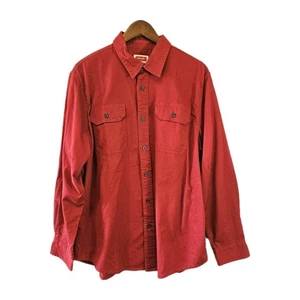 Wrangler Shirt Mens Large Red Button Up Long Sleeve Workwear Casual Long Sleeve - Picture 1 of 11