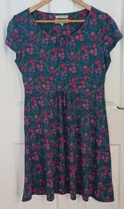 Seasalt UK 14 Carnmoggas Floral Patterned Dress Round Neck Cap Sleeves Viscose  - Picture 1 of 10