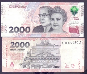Argentina 2 paper money used good 2.000$ replacement!!!!! "R 00076467A" .... - Picture 1 of 2