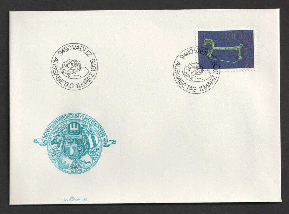 1976 Liechtenstein Historical Society FDC. Vaduz First Day Cover — 第 1/1 张图片